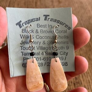 Shell Dangle Earrings Silver Hooks